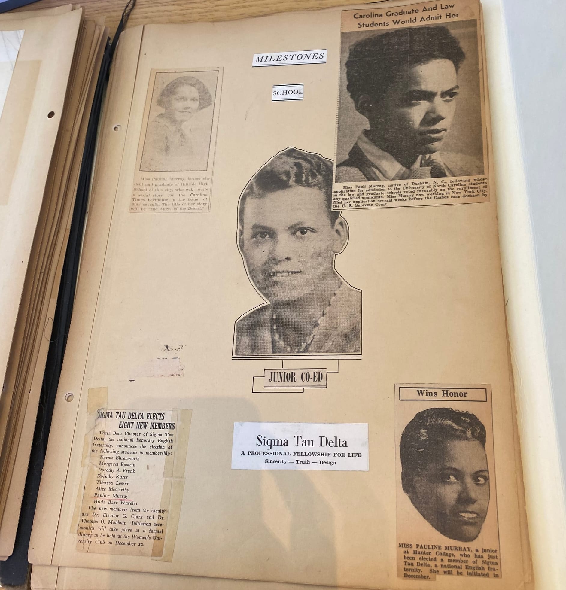 An image from Sarah Scriven's research on Pauli Murray's scrapbooking practice.