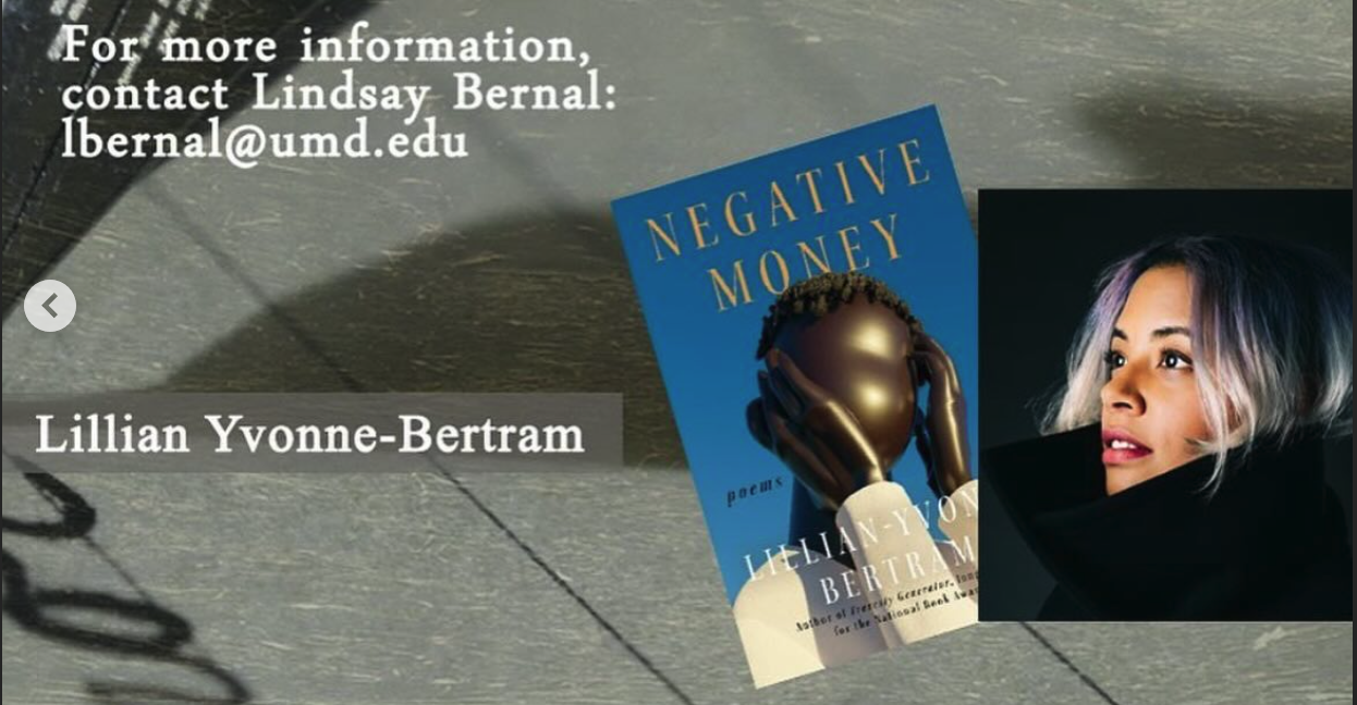 Lillian-Yvonne Bertram reading from 'Negative Money' : Dec. 6 @ 7pm in Ulrich Recital Hall